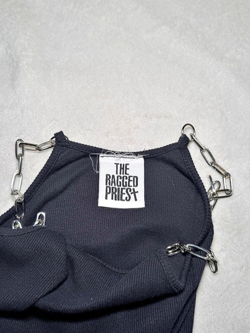 The Ragged Priest Black Rib Minu Dress With Chain - Picture 3 of 5